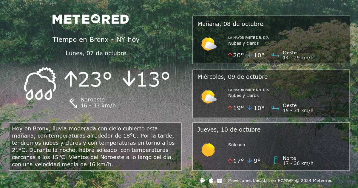 la temperatura en el bronx