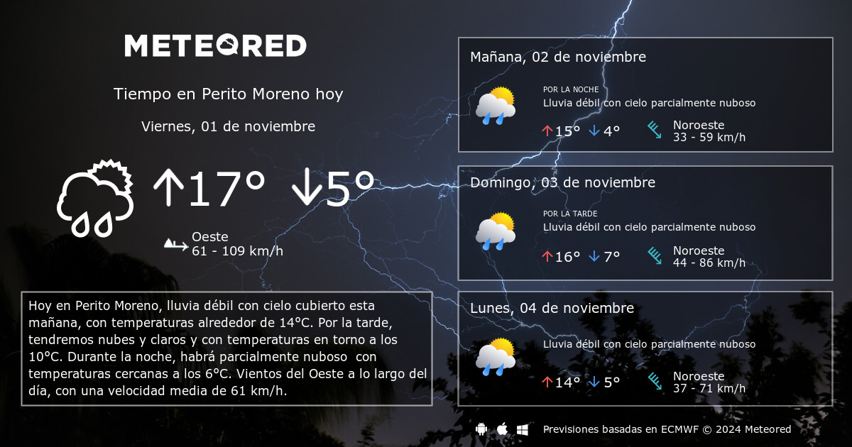 Tiempo en Perito Moreno. Clima a 14 d as Meteored