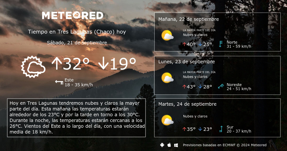 Tiempo en Tres Lagunas Chaco . Clima a 14 d as Meteored