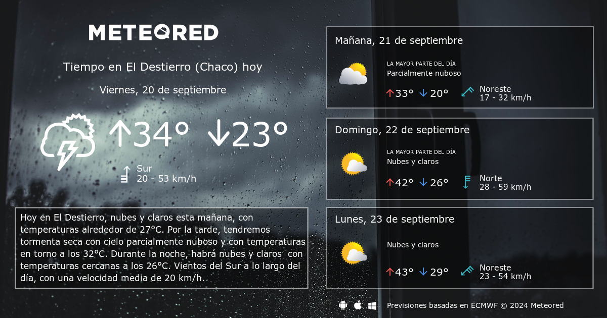 Tiempo en El Destierro Chaco . Clima a 14 d as Meteored